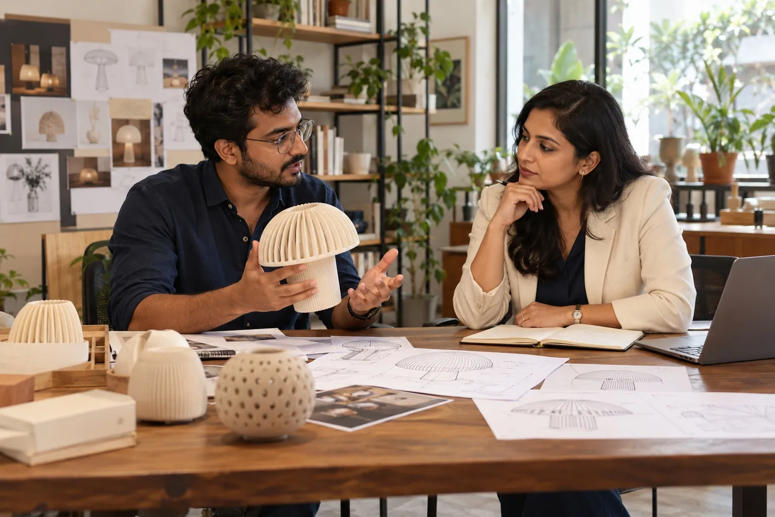 Indian designer discussing intellectual property with a lawyer